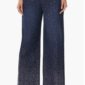 AFRM Navy Wide-Leg Jeans with White Dots